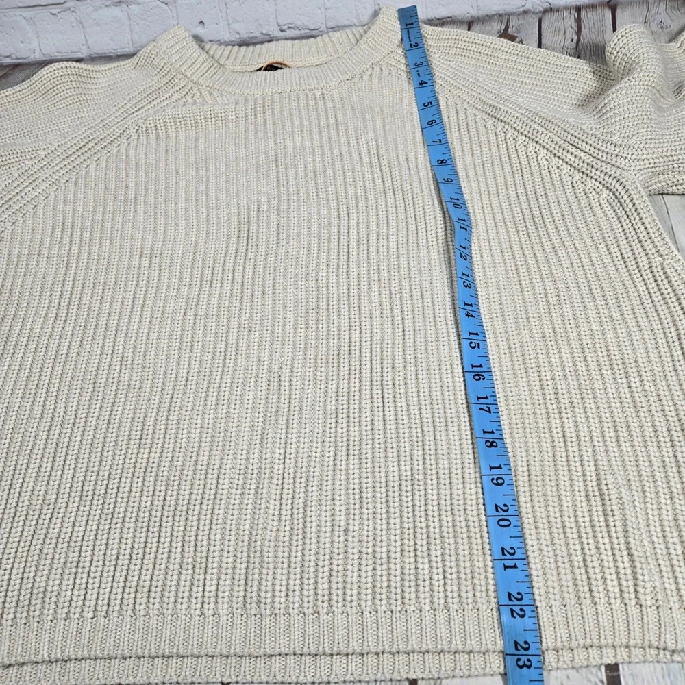 Quince Womens Fisherman Crew Sweater Speckled Beige 100% Organic Cotton XL NEW